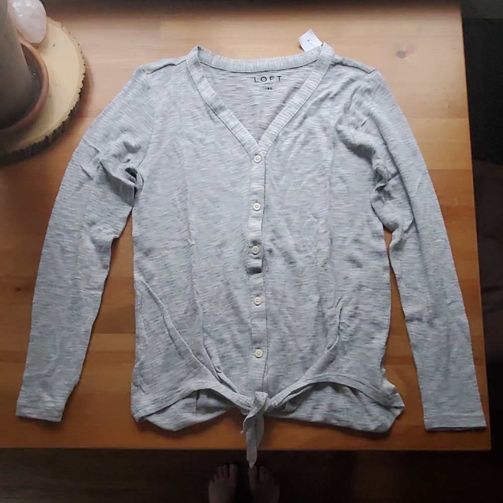 LOFT NWT front tie long sleeve top